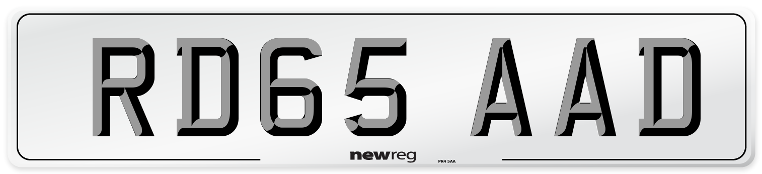 RD65 AAD Number Plate from New Reg